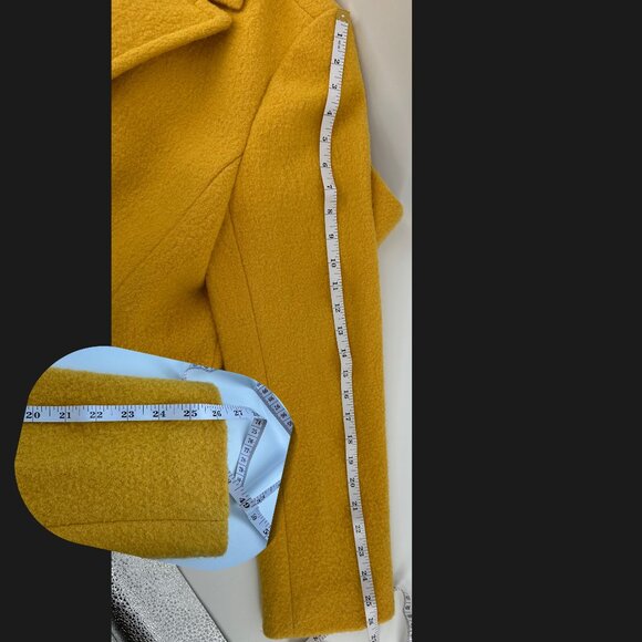 Talbots Mustard Yellow Wool Coat Size 16 - Double Breasted Blazer Coat - Picture 12 of 12
